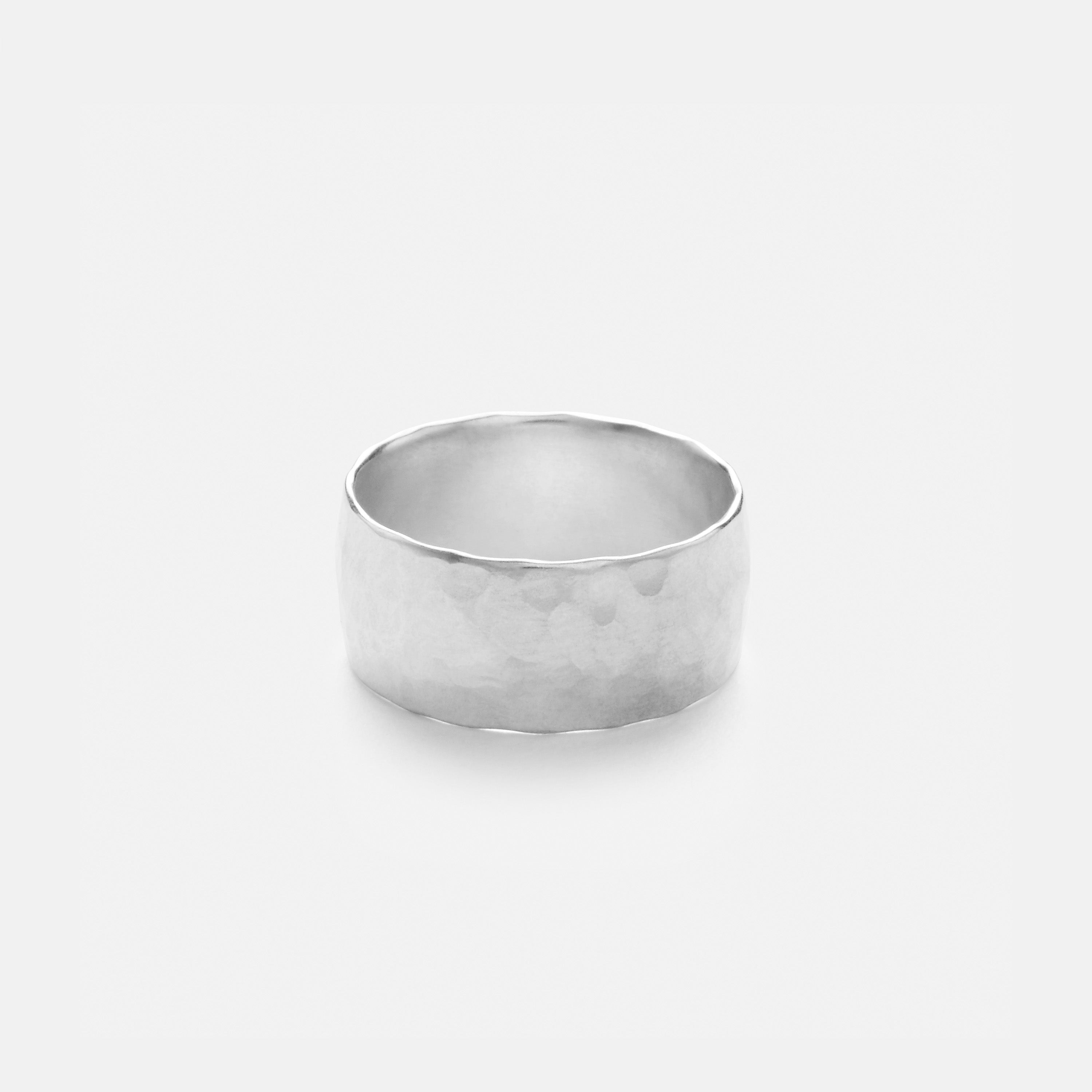 Wide Hammered Band, Sterling Silver