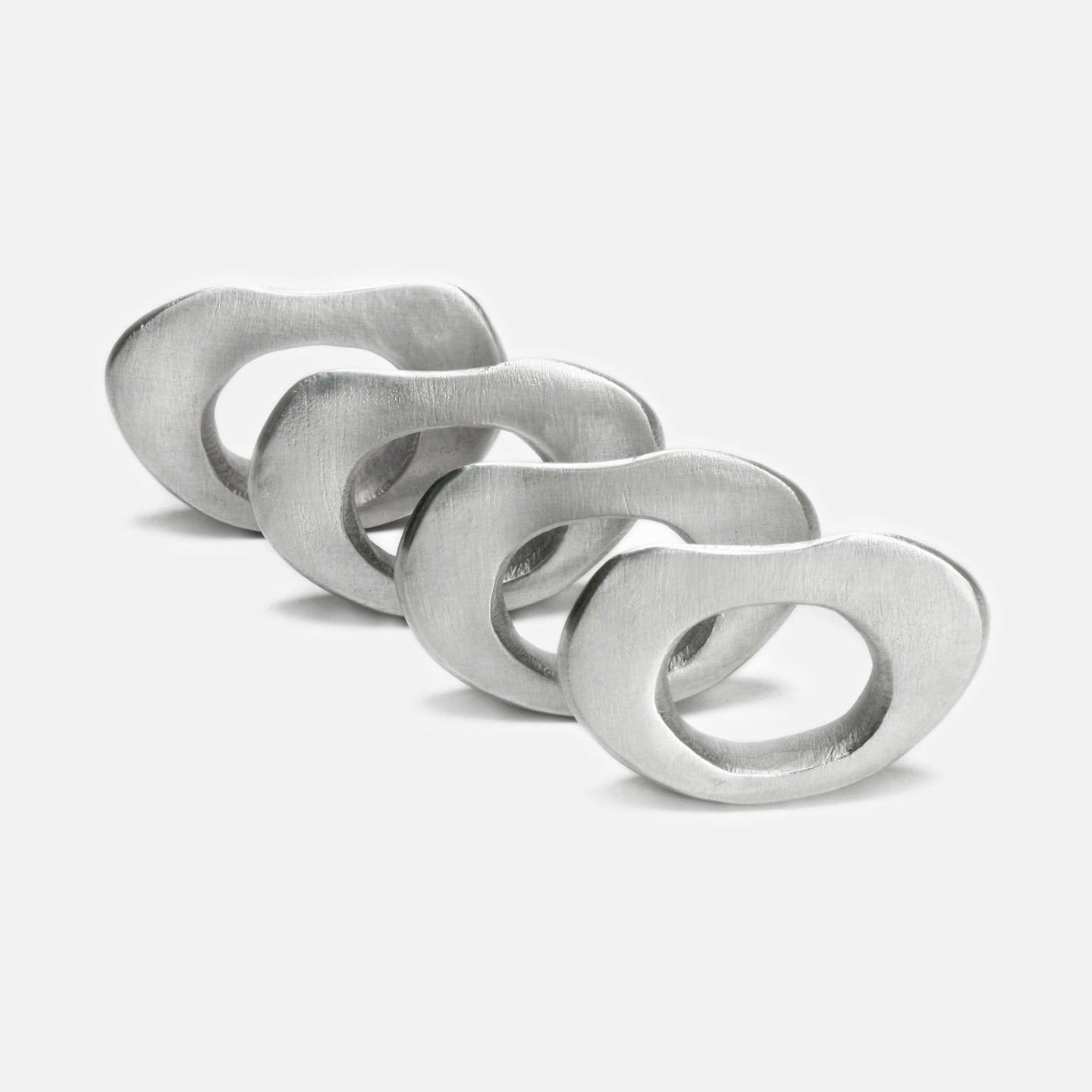 Strata Napkin Rings, Silver - set of 4
